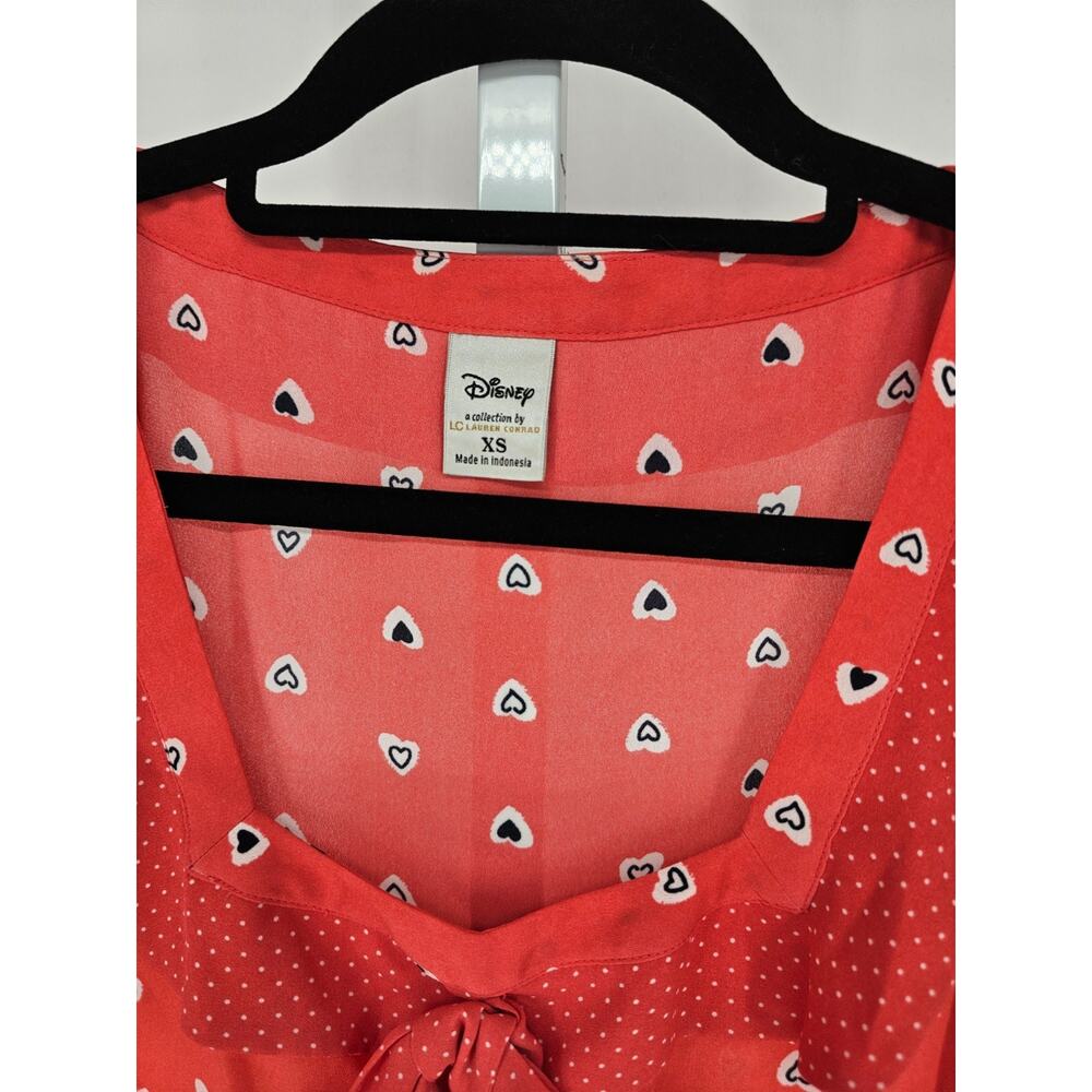 Disney Lauren Conrad Womens XS Sleeveless Polyester Polka Dot Heart Blouse - Picture 2 of 3